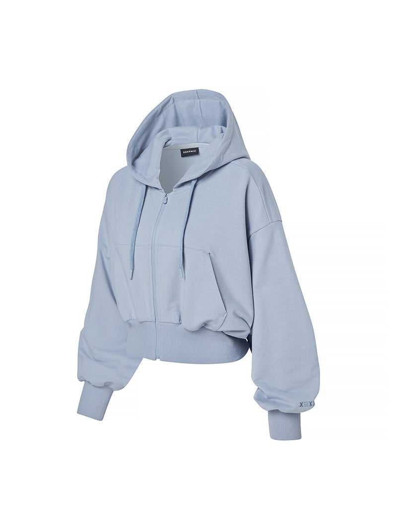 XTFHJ01J1 スムースタッチ クロップド丈 パーカー ジップアップ