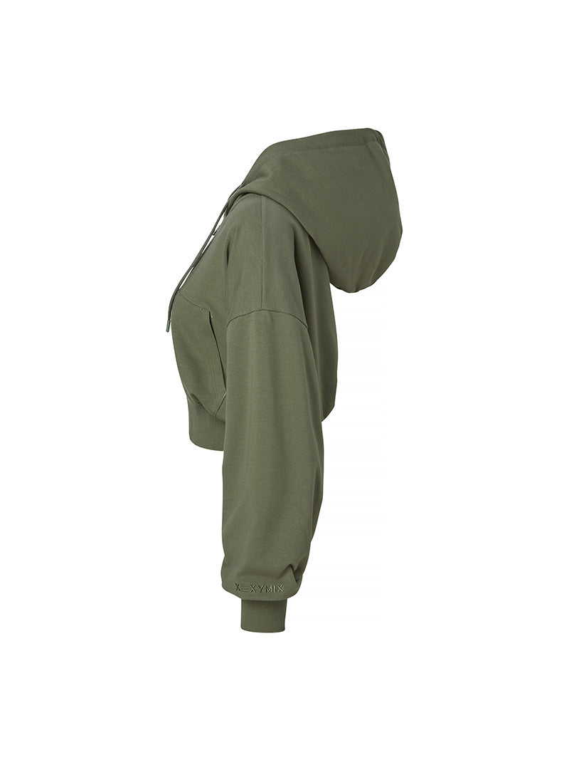 XTFHJ01J1 スムースタッチ クロップド丈 パーカー ジップアップ