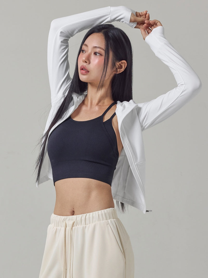 ソフトリブ 異素材 フード付き ジャケット