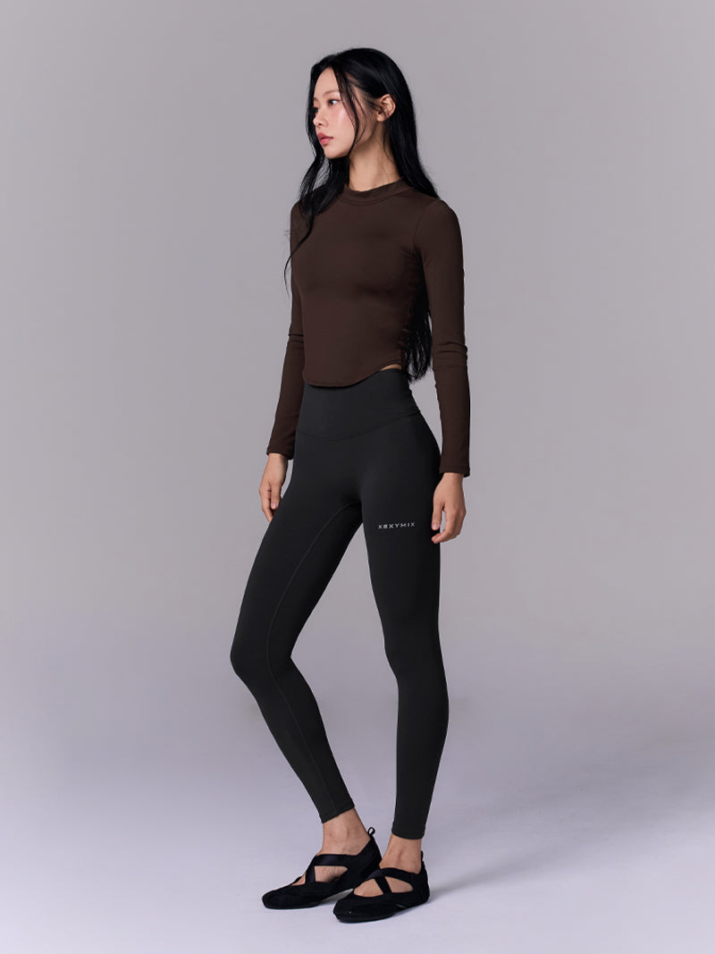 【おすすめセット】パッド付き モックネック 長袖 & BLACK LABEL シグネチャー360N 裏起毛レギンス