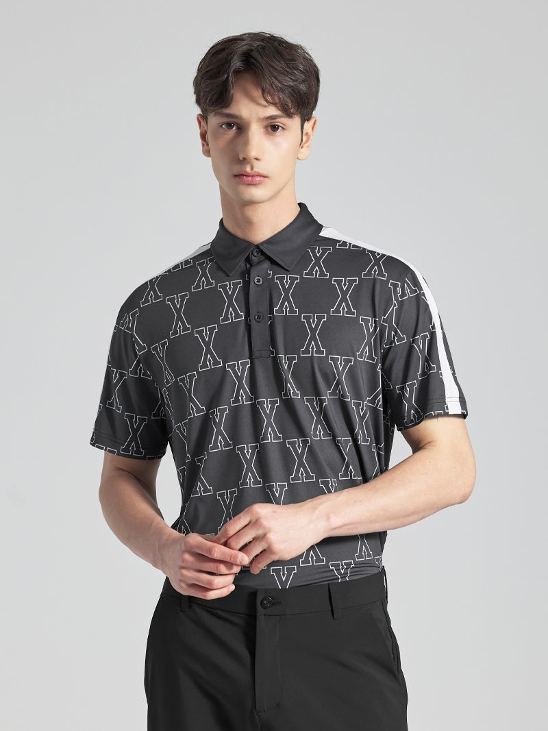 GT2242H Xパターン入り UVカット ポロシャツ 半袖