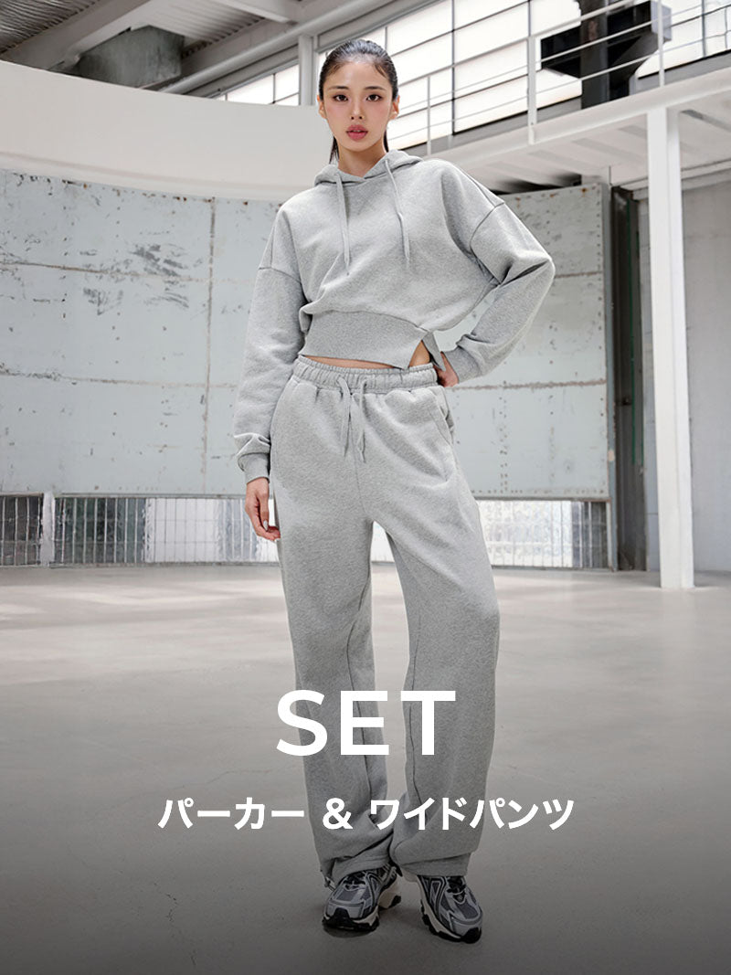SET】ソフトタッチ パーカー & ワイドパンツ