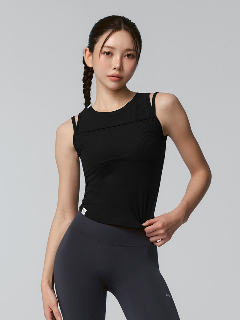 ソフトリブ タンクトップ パッド付き