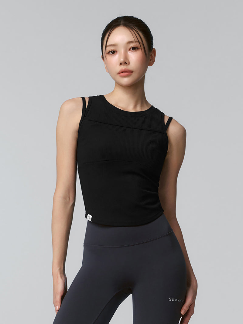 ソフトリブ タンクトップ パッド付き