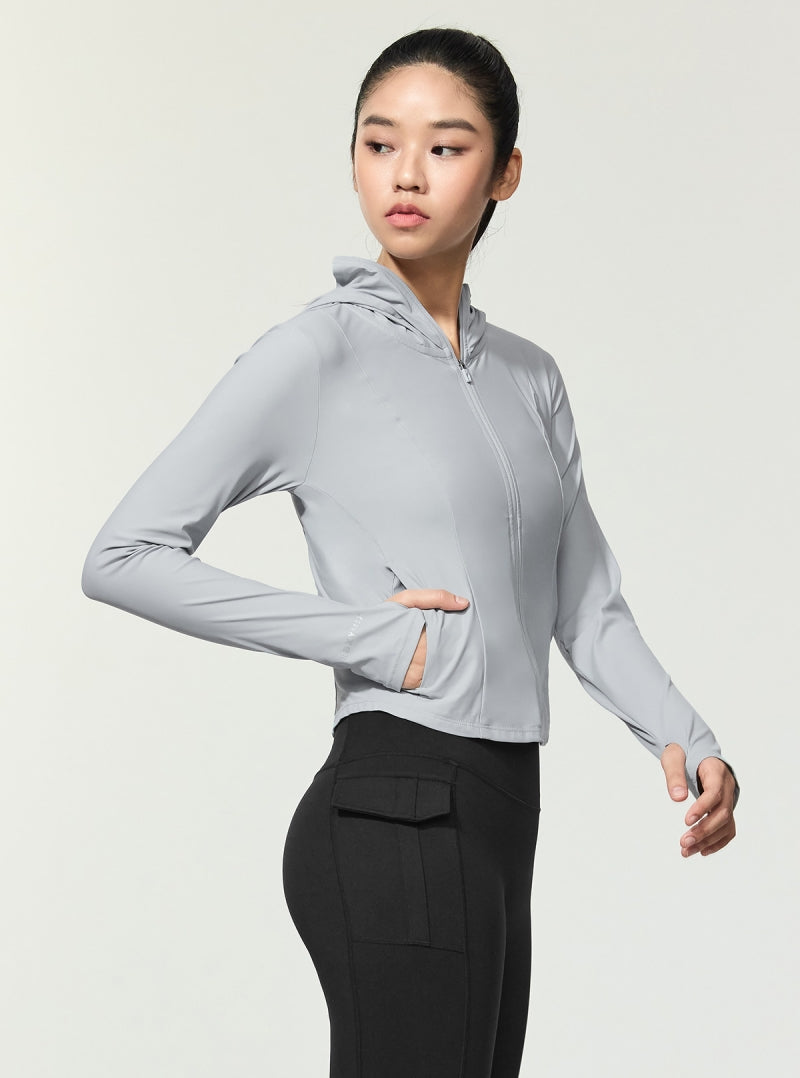 ライトクーリング スリムフィット クロップド丈 フード付きジャケット