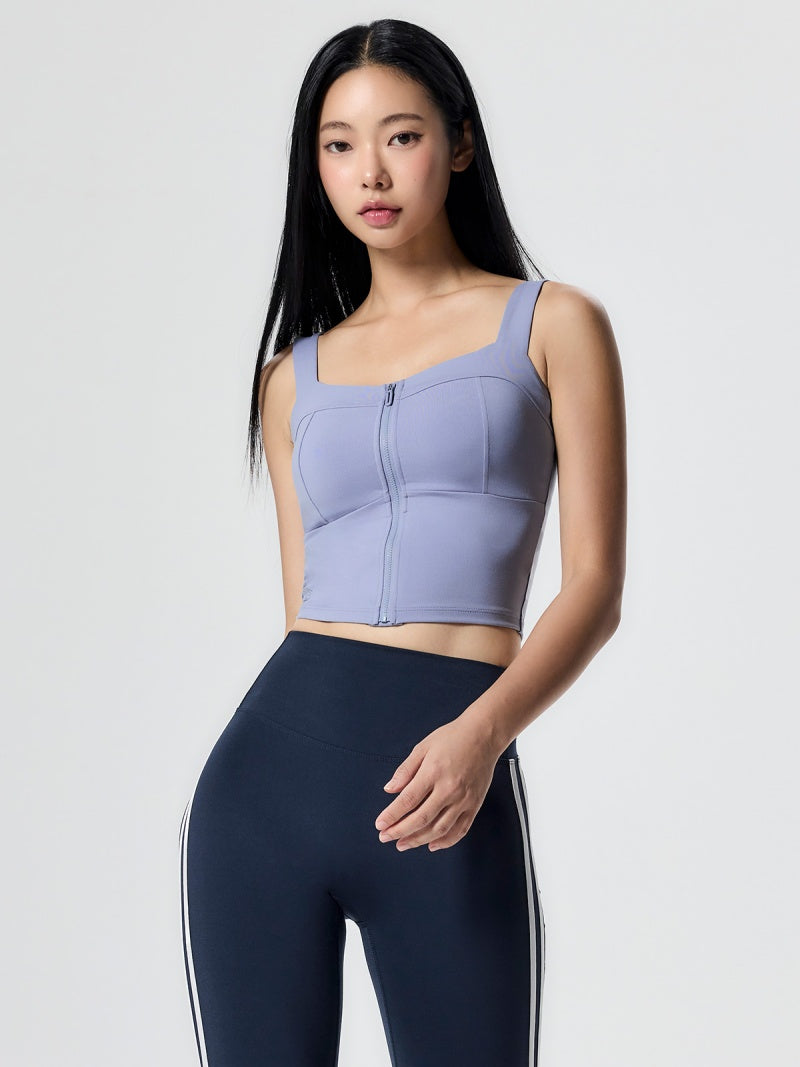 コンフォートファイン フロントジップ クロップド丈 ブラトップ