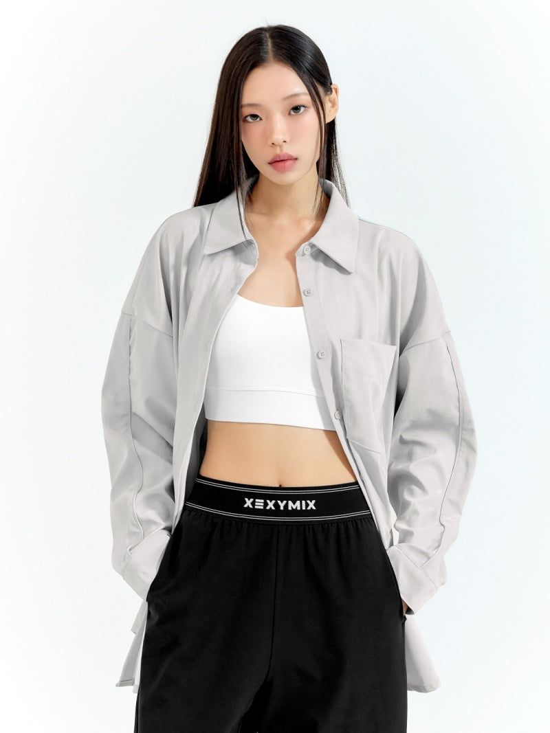 グロッシー ルーズ シャツ