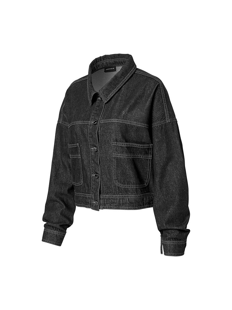 ロゴ入り ルーズフィット デニムジャケット