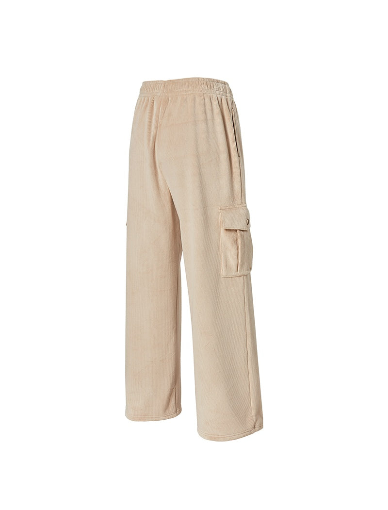 【裏起毛】ソフトコーデュロイ カーゴ ワイドパンツ