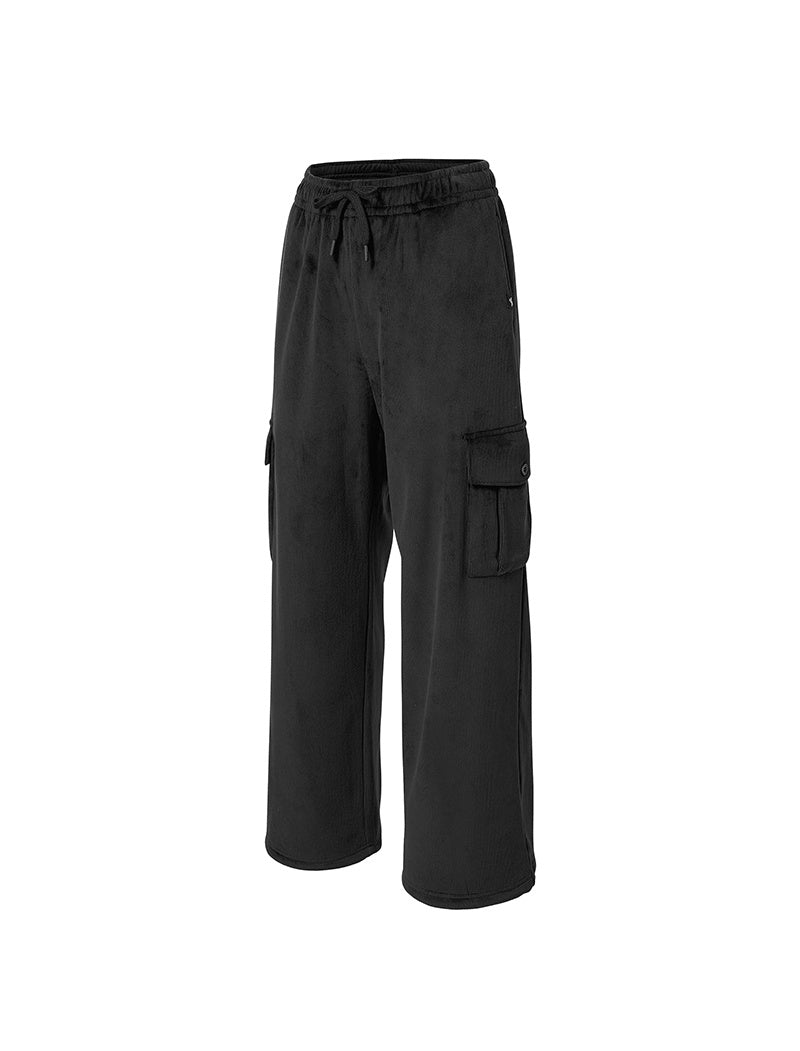 【裏起毛】ソフトコーデュロイ カーゴ ワイドパンツ