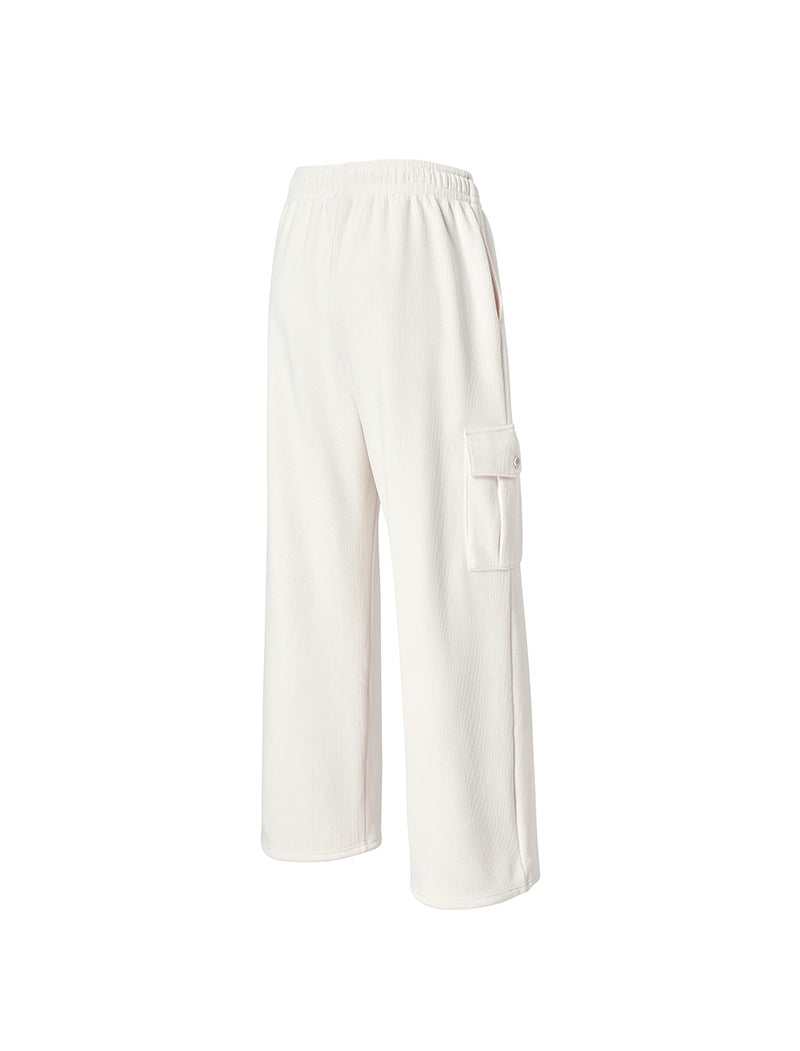 【裏起毛】ソフトコーデュロイ カーゴ ワイドパンツ