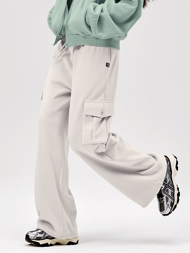裏起毛】ソフトコーデュロイ カーゴ ワイドパンツ