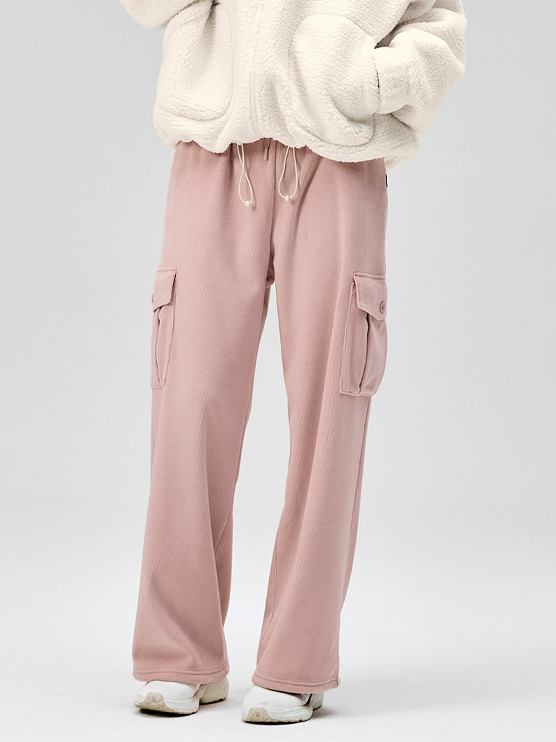 【裏起毛】ソフトコーデュロイ カーゴ ワイドパンツ