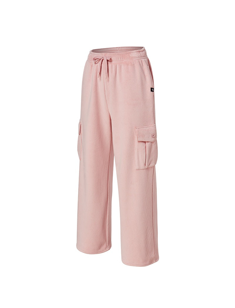 【裏起毛】ソフトコーデュロイ カーゴ ワイドパンツ
