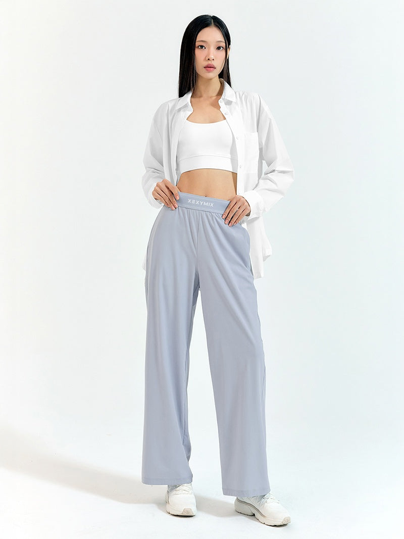 ロゴ入りバンド ワイドパンツ