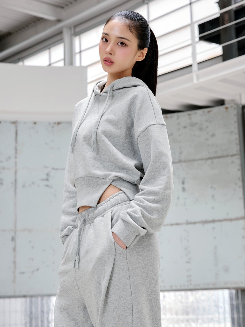 ソフトタッチ スリット入り クロップド丈 パーカー (単品)