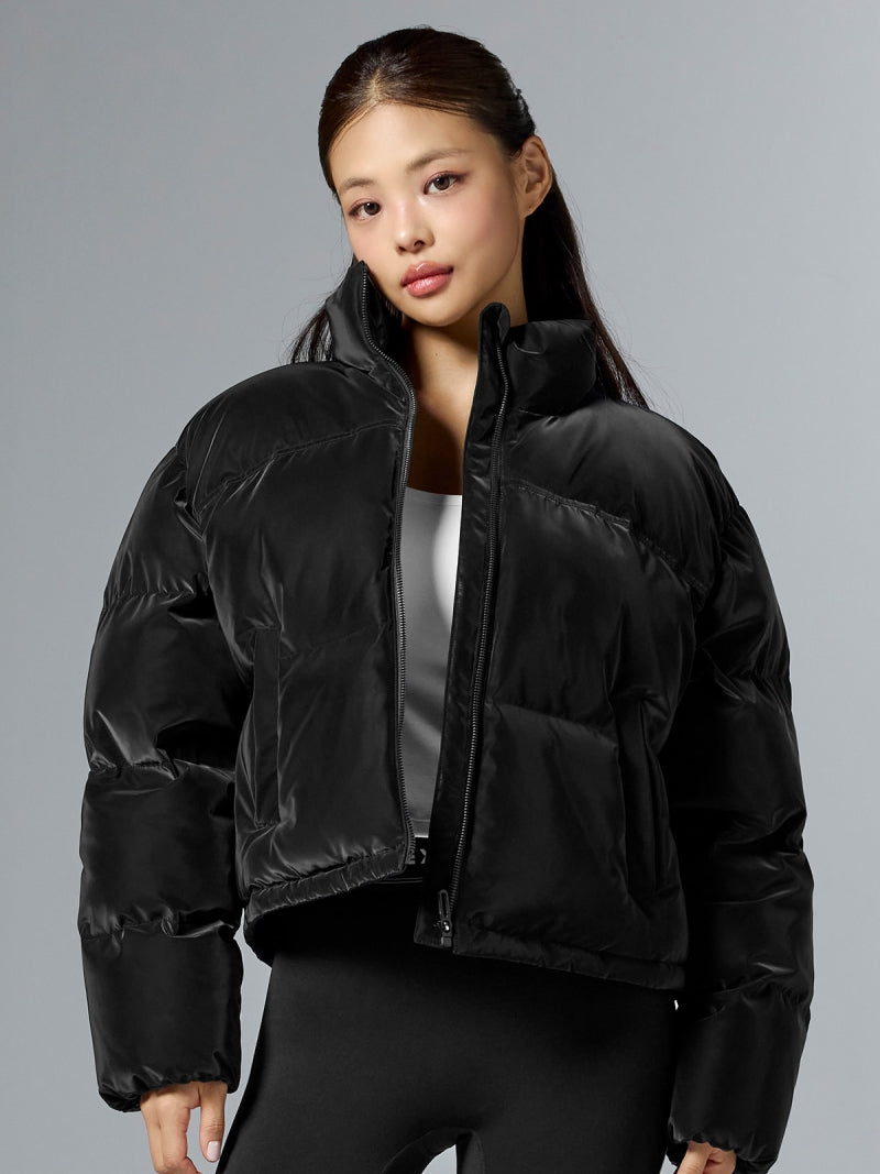 グロッシー クロップド丈 パフジャンパー