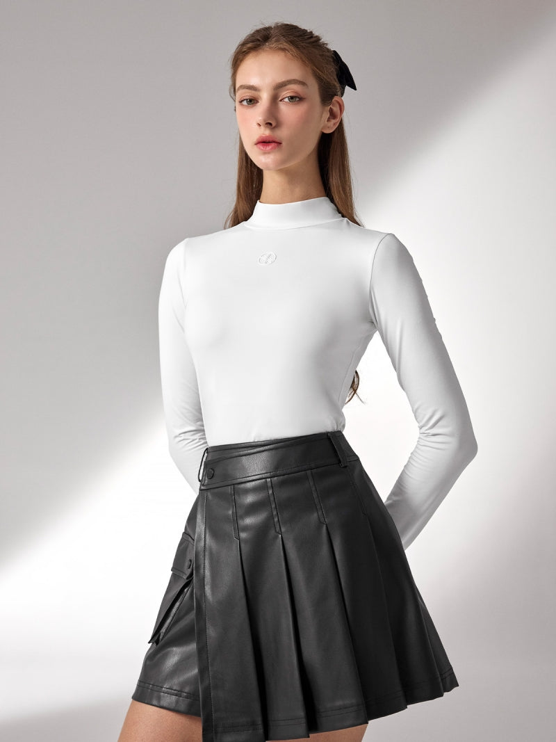 シャーリング モックネック 裏起毛 ベースレイヤー