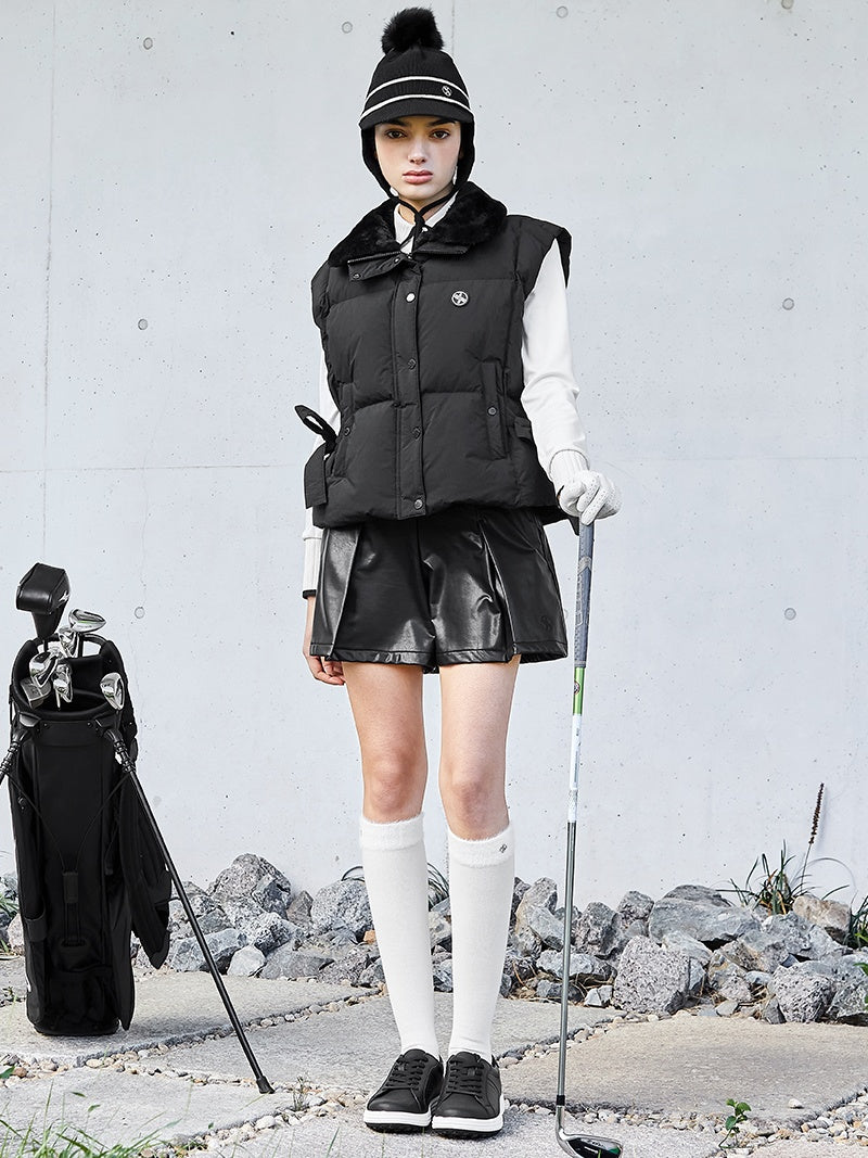XGFSH04J3 裏起毛 フェイクレザー ショートパンツ
