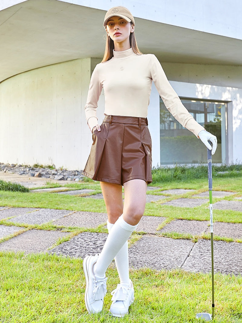 XGFSH04J3 裏起毛 フェイクレザー ショートパンツ