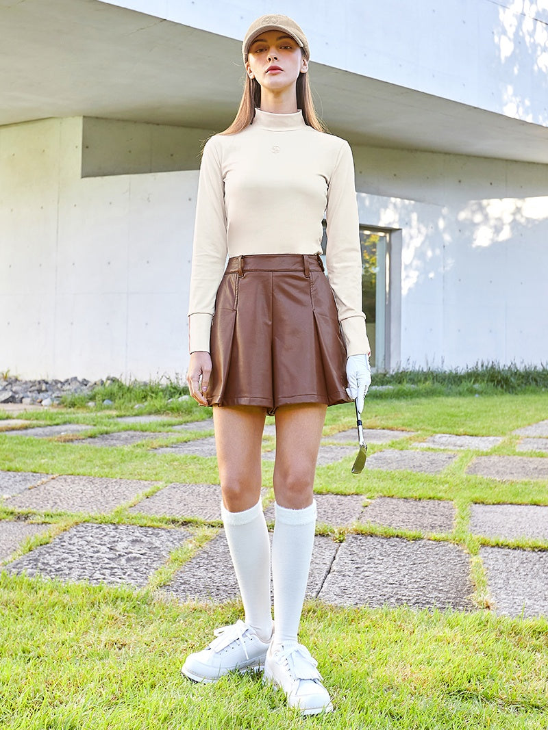 XGFSH04J3 裏起毛 フェイクレザー ショートパンツ