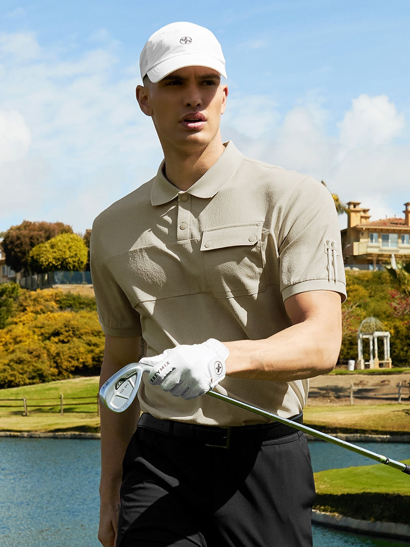 HAL　様 シアサッカー ストレッチ ポロシャツ 半袖