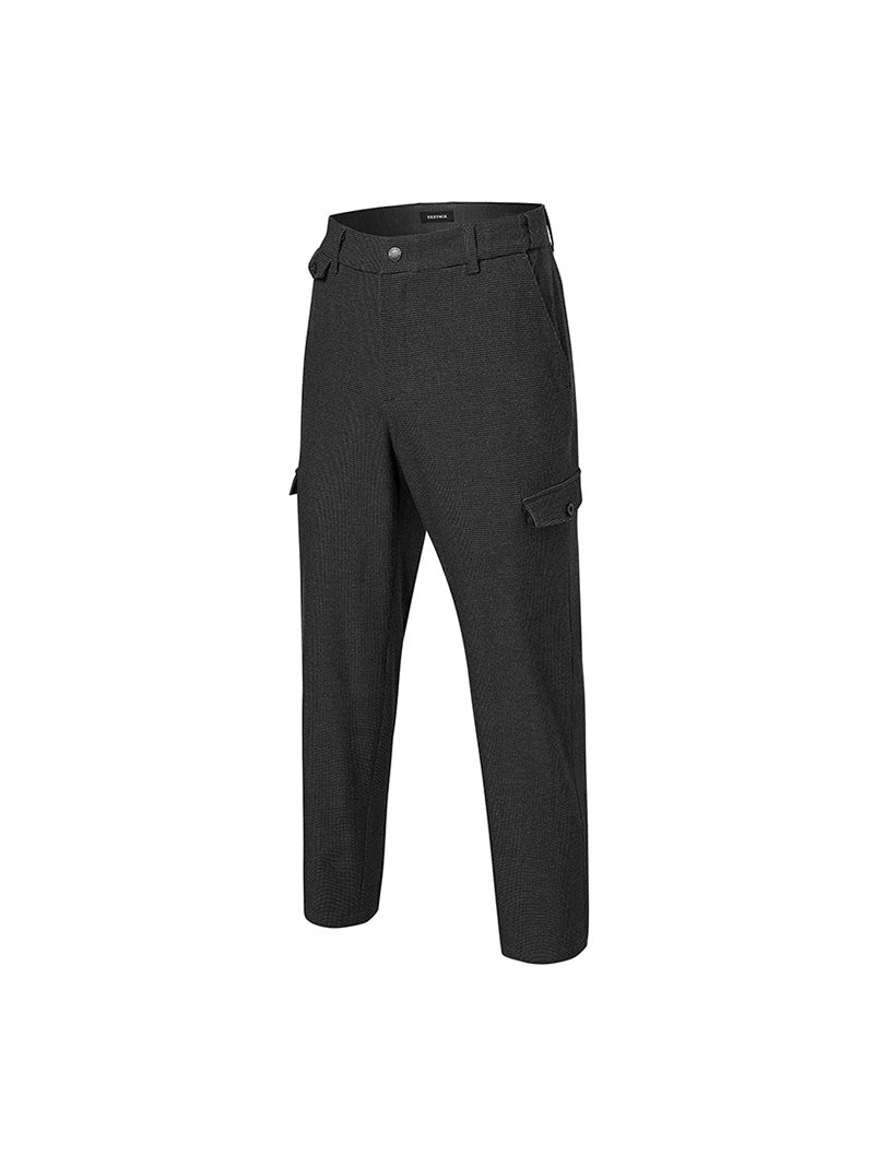 チェック柄 裏起毛 テーパード パンツ