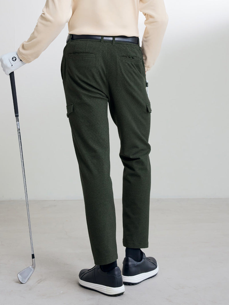 チェック柄 裏起毛 テーパード パンツ