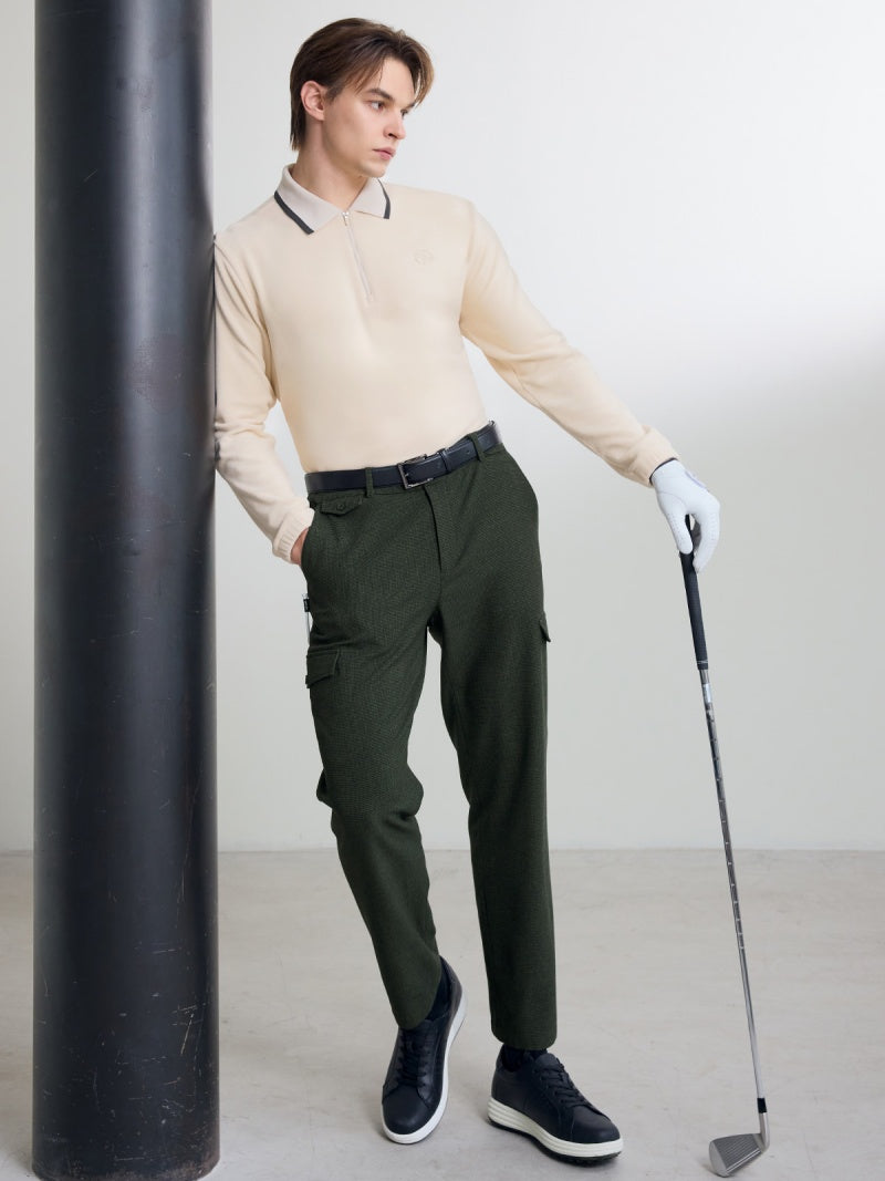 チェック柄 裏起毛 テーパード パンツ