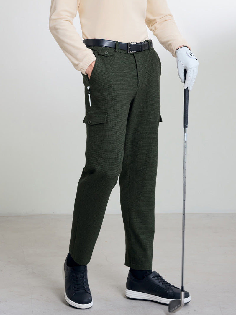 チェック柄 裏起毛 テーパード パンツ