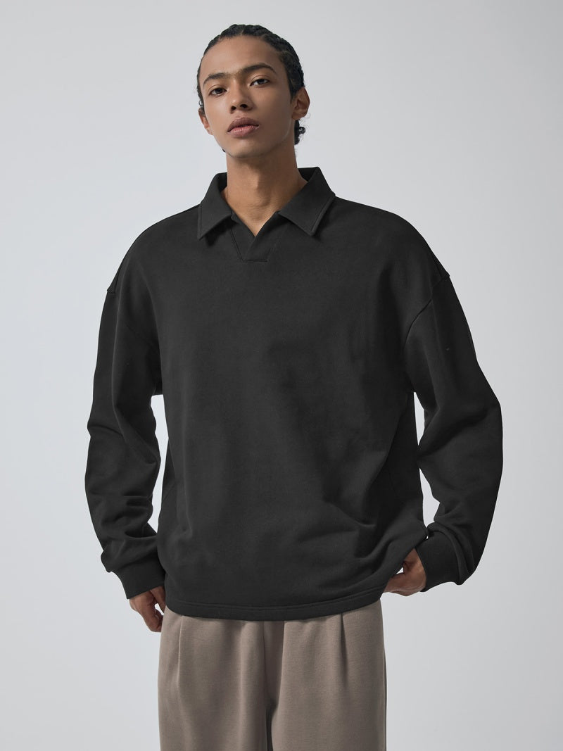 オープンカラー スウェットシャツ