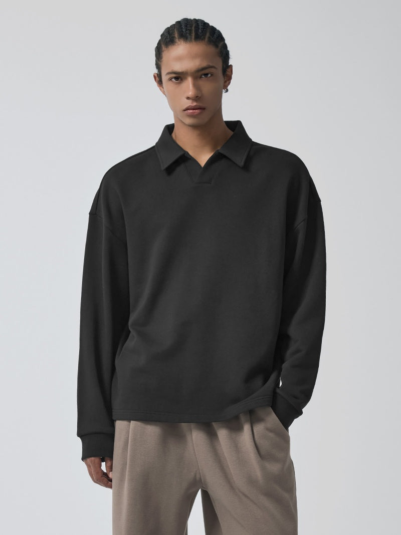 オープンカラー スウェットシャツ