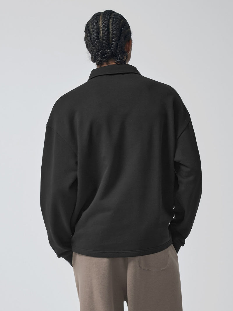 オープンカラー スウェットシャツ