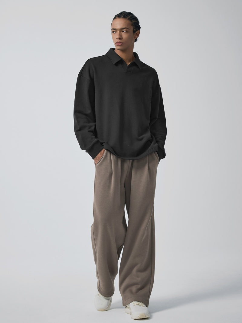 オープンカラー スウェットシャツ