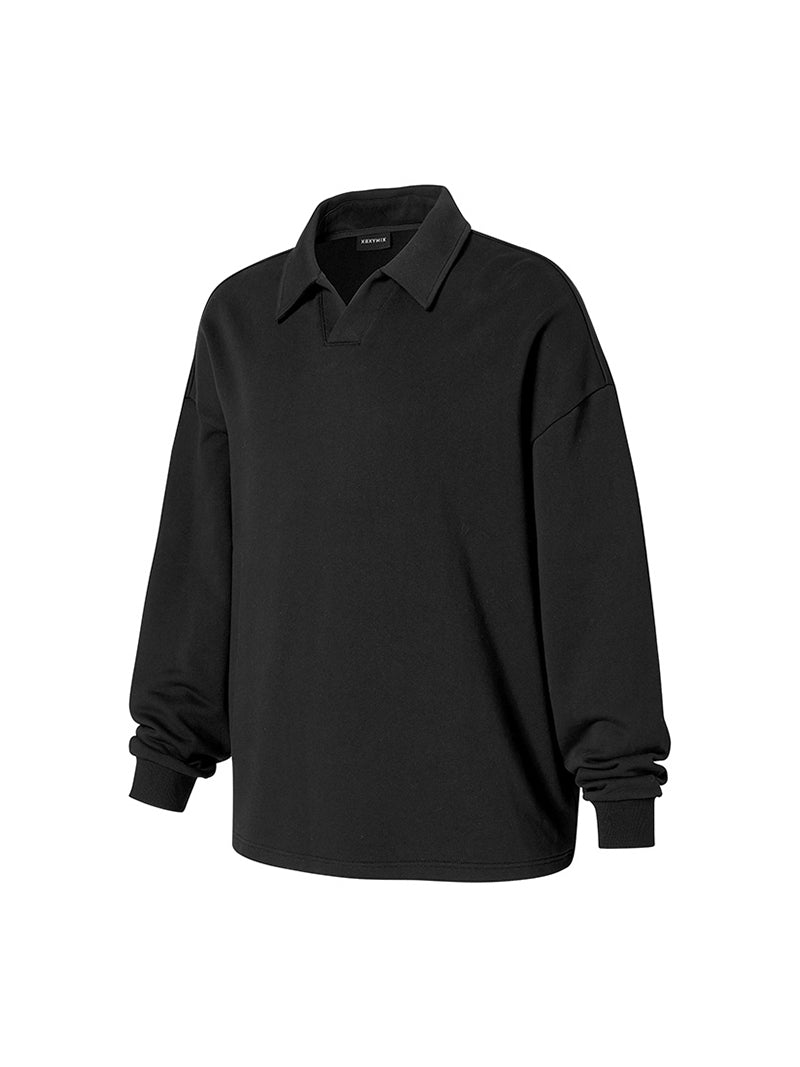 オープンカラー スウェットシャツ