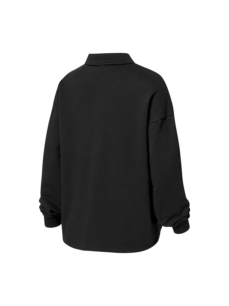 オープンカラー スウェットシャツ