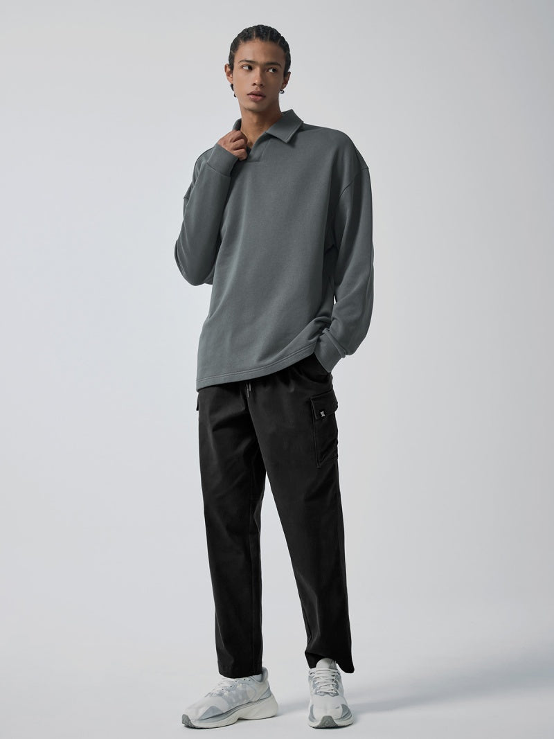 オープンカラー スウェットシャツ