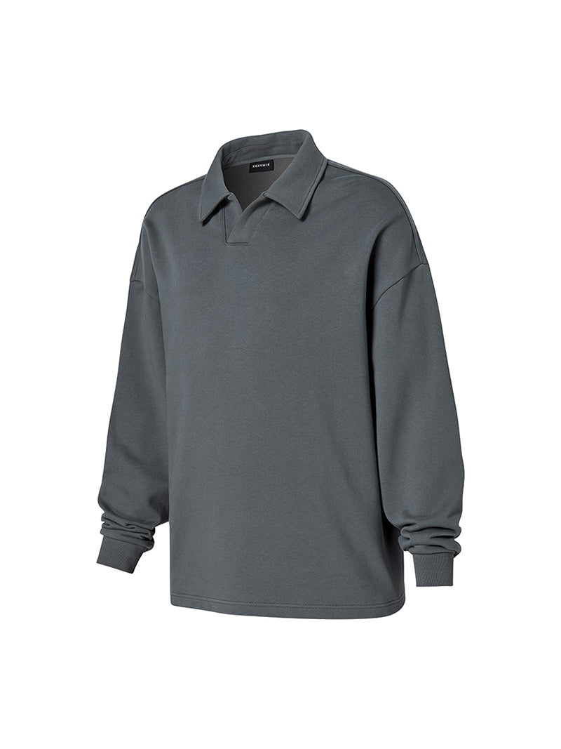 オープンカラー スウェットシャツ