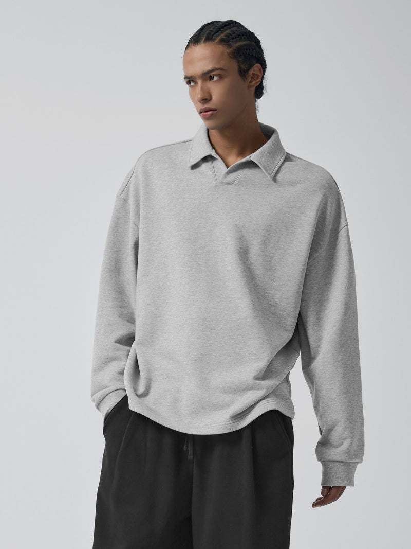 オープンカラー スウェットシャツ