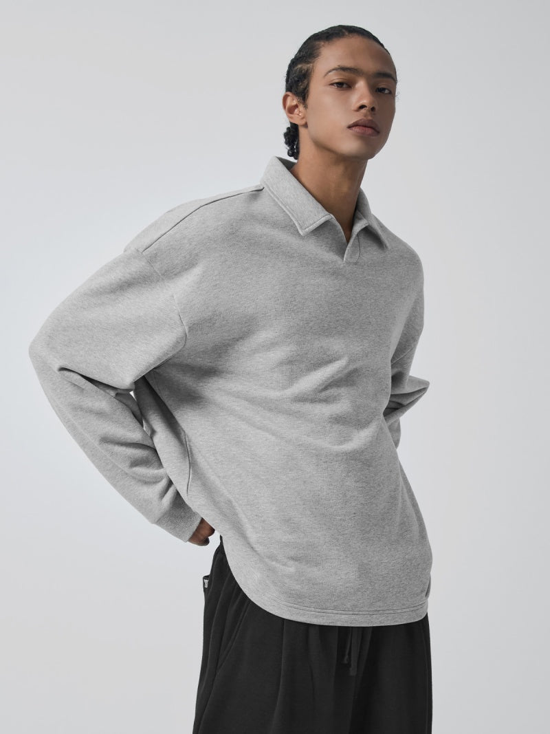 オープンカラー スウェットシャツ