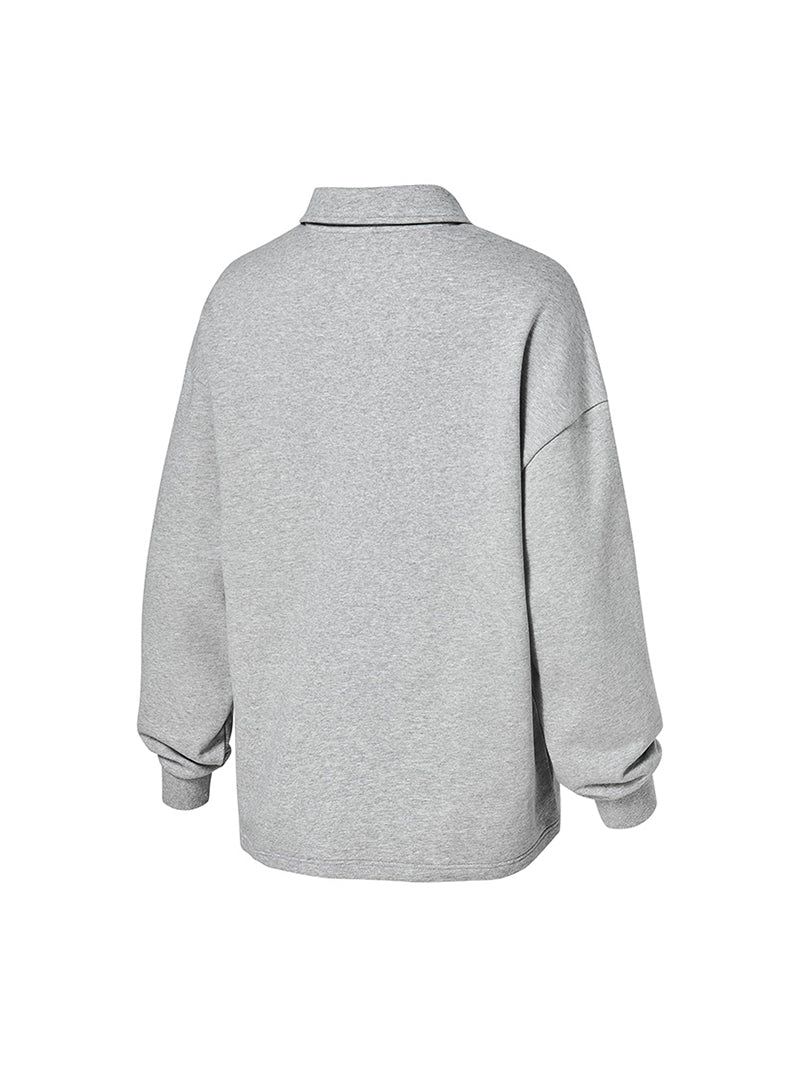 オープンカラー スウェットシャツ