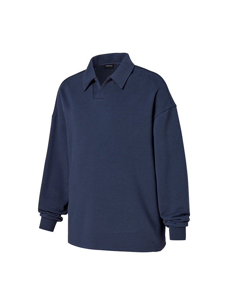 オープンカラー スウェットシャツ