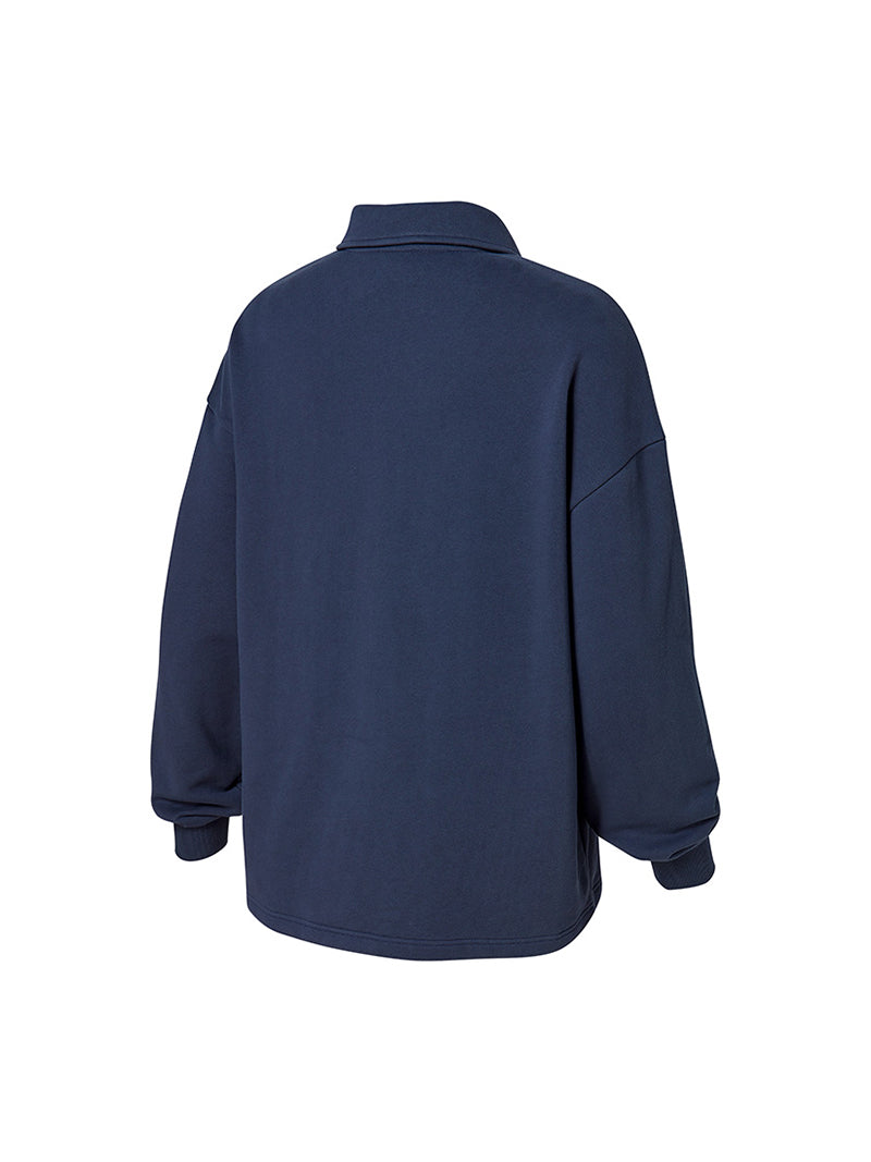 オープンカラー スウェットシャツ