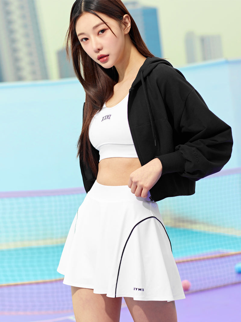 XTFHJ01J1 スムースタッチ クロップド丈 パーカー ジップアップ