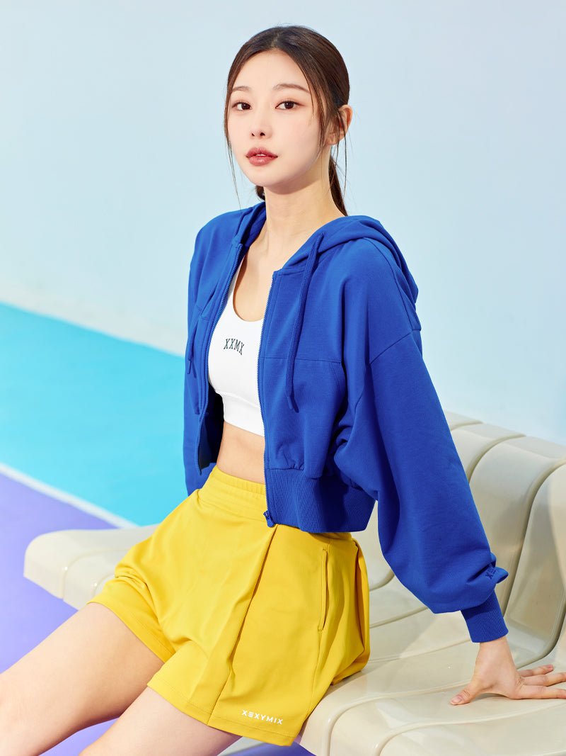 XTFHJ01J1 スムースタッチ クロップド丈 パーカー ジップアップ