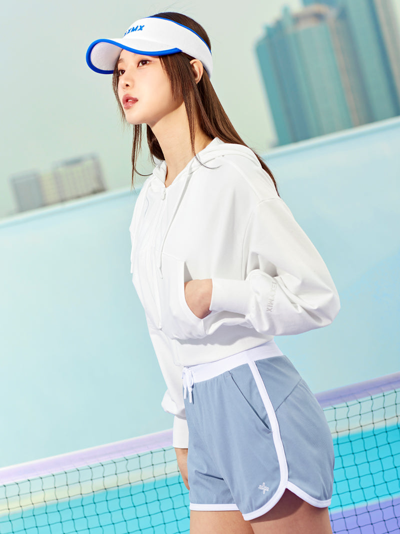 XTFHJ01J1 スムースタッチ クロップド丈 パーカー ジップアップ