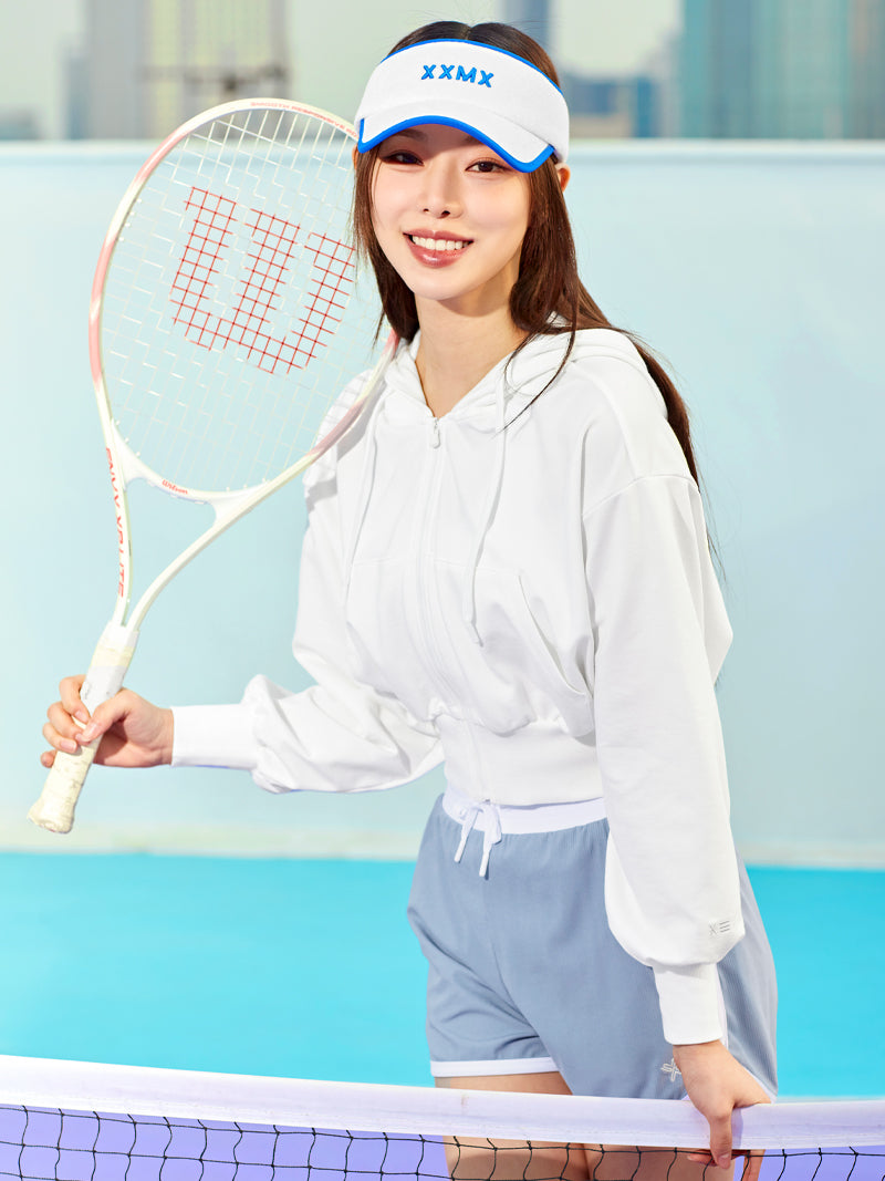 XTFHJ01J1 スムースタッチ クロップド丈 パーカー ジップアップ