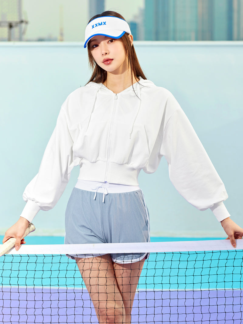 XTFHJ01J1 スムースタッチ クロップド丈 パーカー ジップアップ