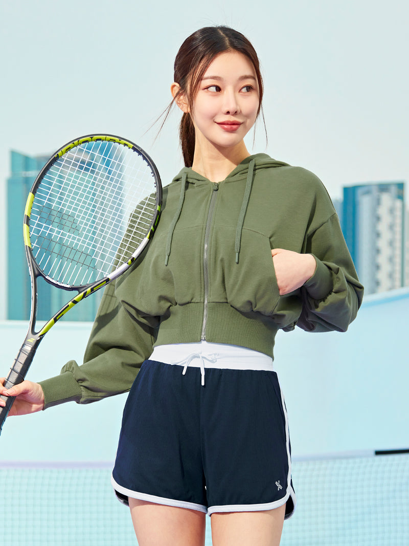 XTFHJ01J1 スムースタッチ クロップド丈 パーカー ジップアップ