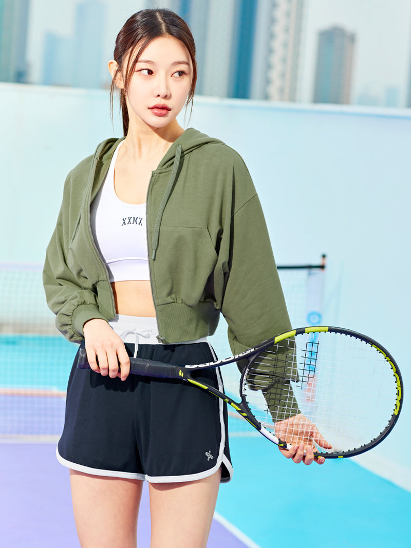 XTFHJ01J1 スムースタッチ クロップド丈 パーカー ジップアップ